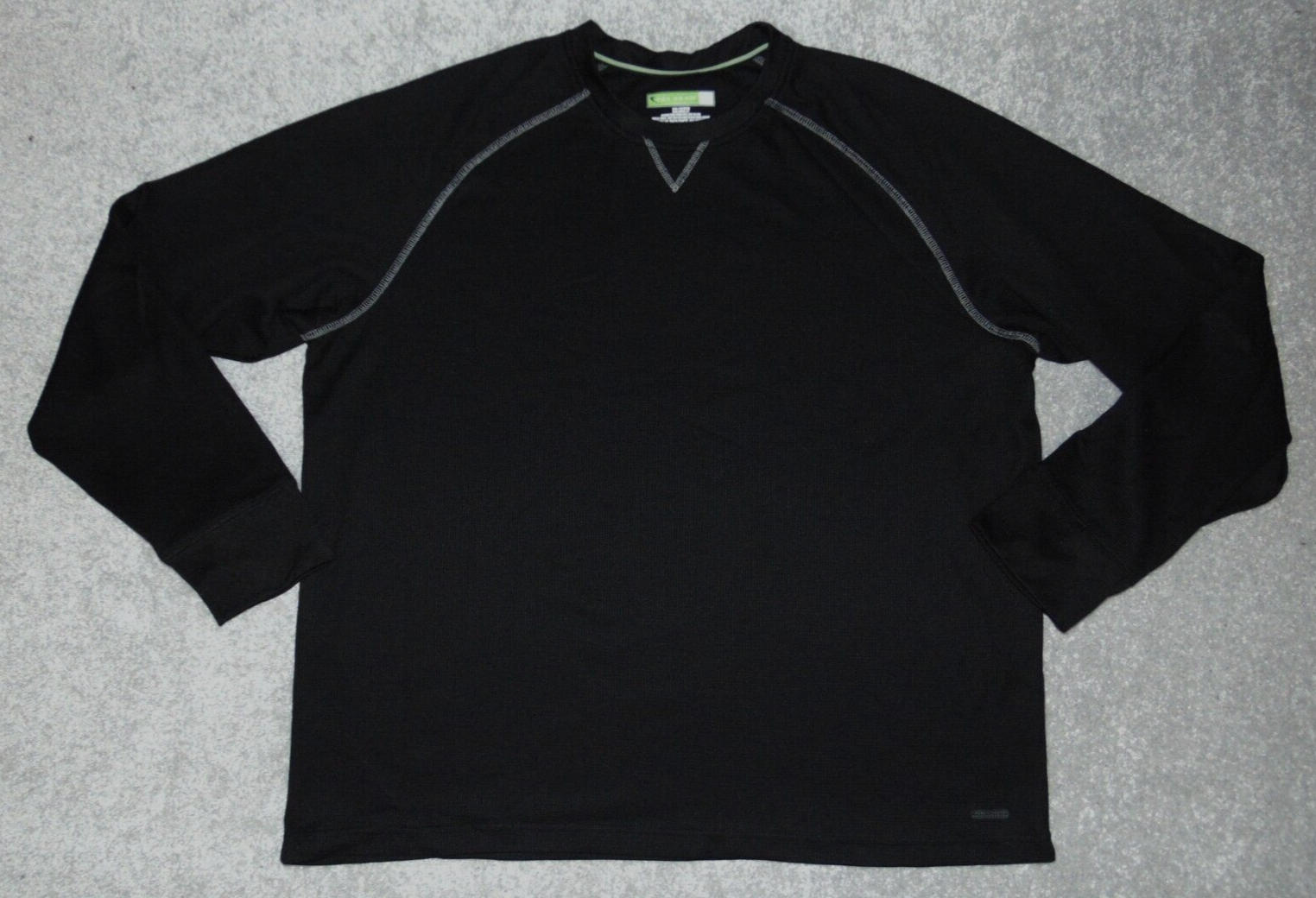 Adult Long Sleeve Waffle Men's Shirt 2xl Xxl Polyester Black