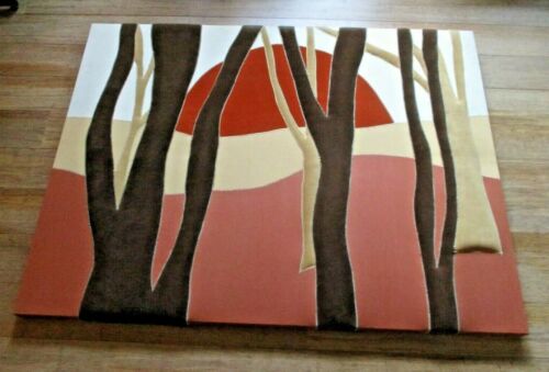 Postmodern Wall Art Hanging by Koniart of Beverly Hills fabric 48 x 36 trees sun