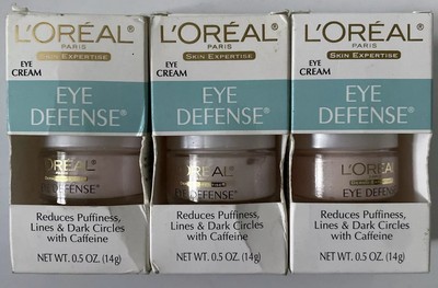 L'Oreal Paris Eye Defense Eye Cream W Caffeine Dark Circles Puffy Fine Lines 3PK