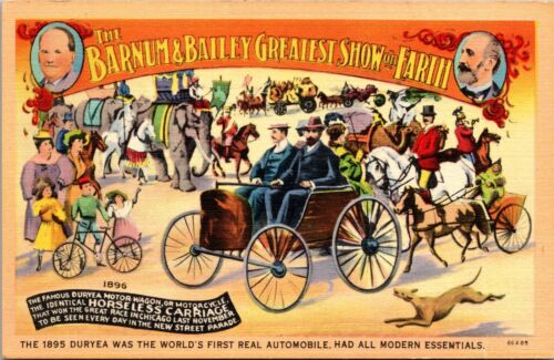 1907 Barnum & Bailey / Duryea Postcard Circus Ring