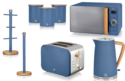 Swan nordic kettle 2024 and toaster blue