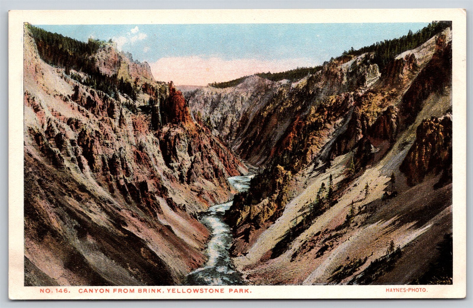 Postcard Canyon from Brink Yellowstone Park No 146 Haynes