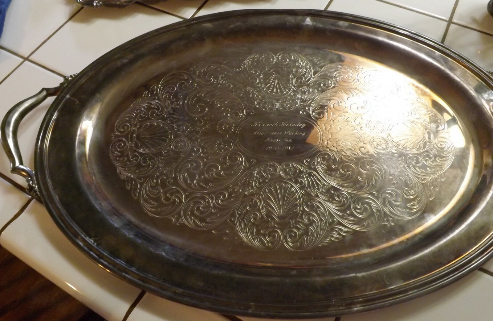 ONIEDA Silver plate Butlers Tray OVAL With Handles 24