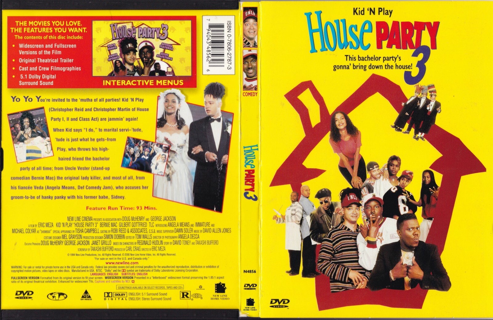 House Party 3 (Fullscreen/Widescreen DVD, 1994) 794043485626