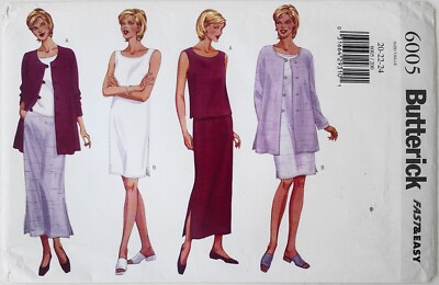 Butterick 6005 Misses Jacket Top Dress Skirt Sewing Pattern Sz 20-22-24