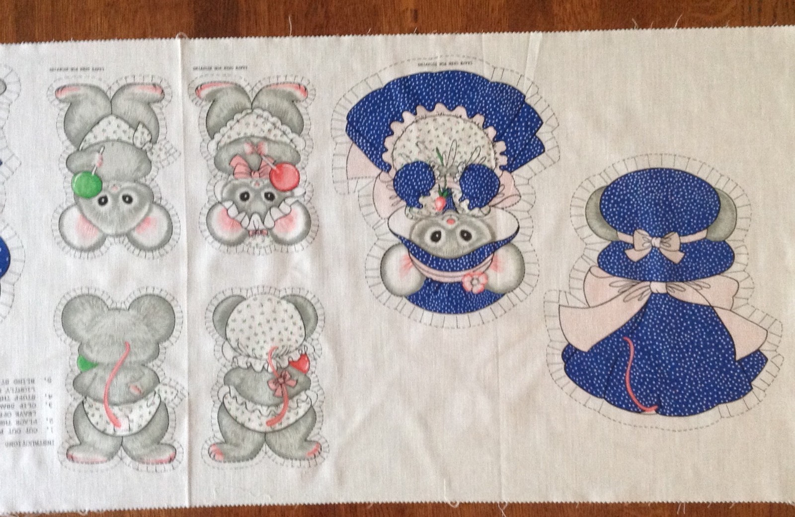 4 Vtg Cut and Sew Mouse Family Mice Toy Pillow Doll Fabric Panel Easy Beginner