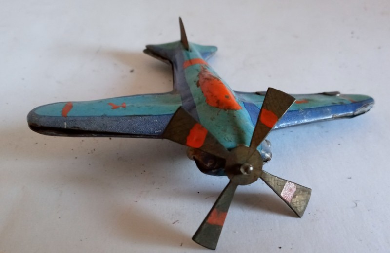 Kleines Propeller Jagdflugzeug Wwii Um 1920/30 Handgemacht Blechflugzeug