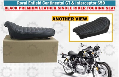 Premium ''Leather Single Rider Touring Seat'' Fit For Royal Enfield INT & Gt 650