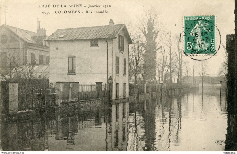 S10317 Cpa 92 Colombes - Crue 1910 -Rue InondÃ©E