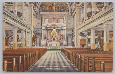 Linen~Interior Of St Louis Cathedral~Pew~Worship Hall~New Orleans LA~PM 1939 PC