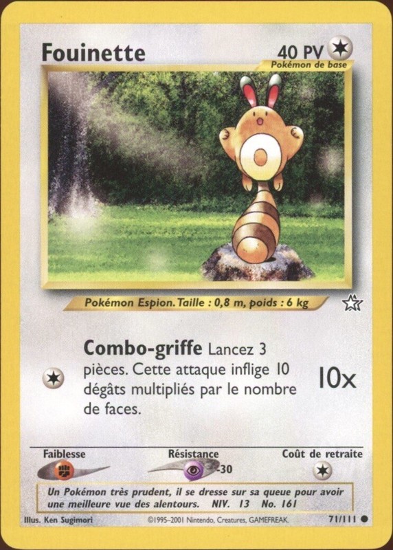 2001 Pokemon French Unlimited Neo Genesis Fouinette-Sentret 71/111 Nm