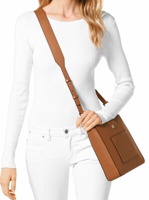 Сумка Michael Kors через плечо Gloria Pocket Swing Pack Кожаная Acorn Новая