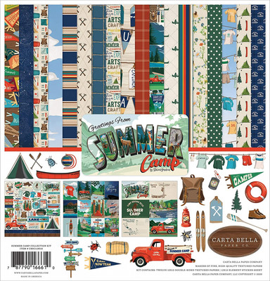 Carta Bella Paper Company Summer Camp Collection Navy, Red, Brown, Tan, Green 