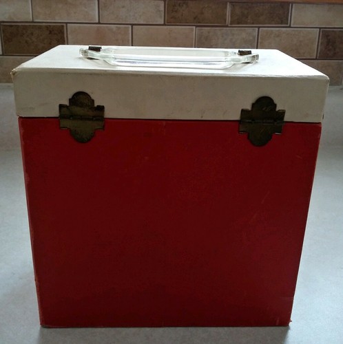 Vintage Red and White 45 RPM Record Holder with Dividers