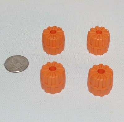 LEGO Orange Hard Plastic Wheels Lot x4 - Space Part 6118 - Small - 22 mm x 24 mm