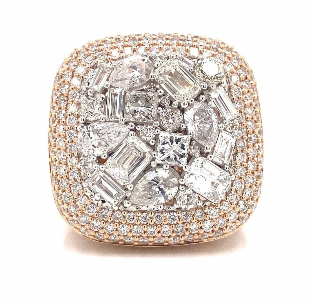 Pre-owned Online0369 Mens 2.89ct Round Multi Cut Cubic Zirconia Top Ring In Yellow Gold Plated Silver In White