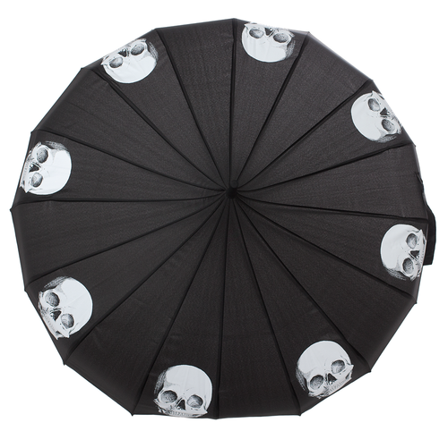 Sourpuss Black and White Skulls Pagoda Umbrella Halloween Gothic Punk Pin-Up