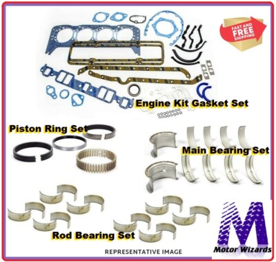 ENGINE REBUILD OVERHAUL RE-RING KIT - Rings Rod Main Bearings Gaskets