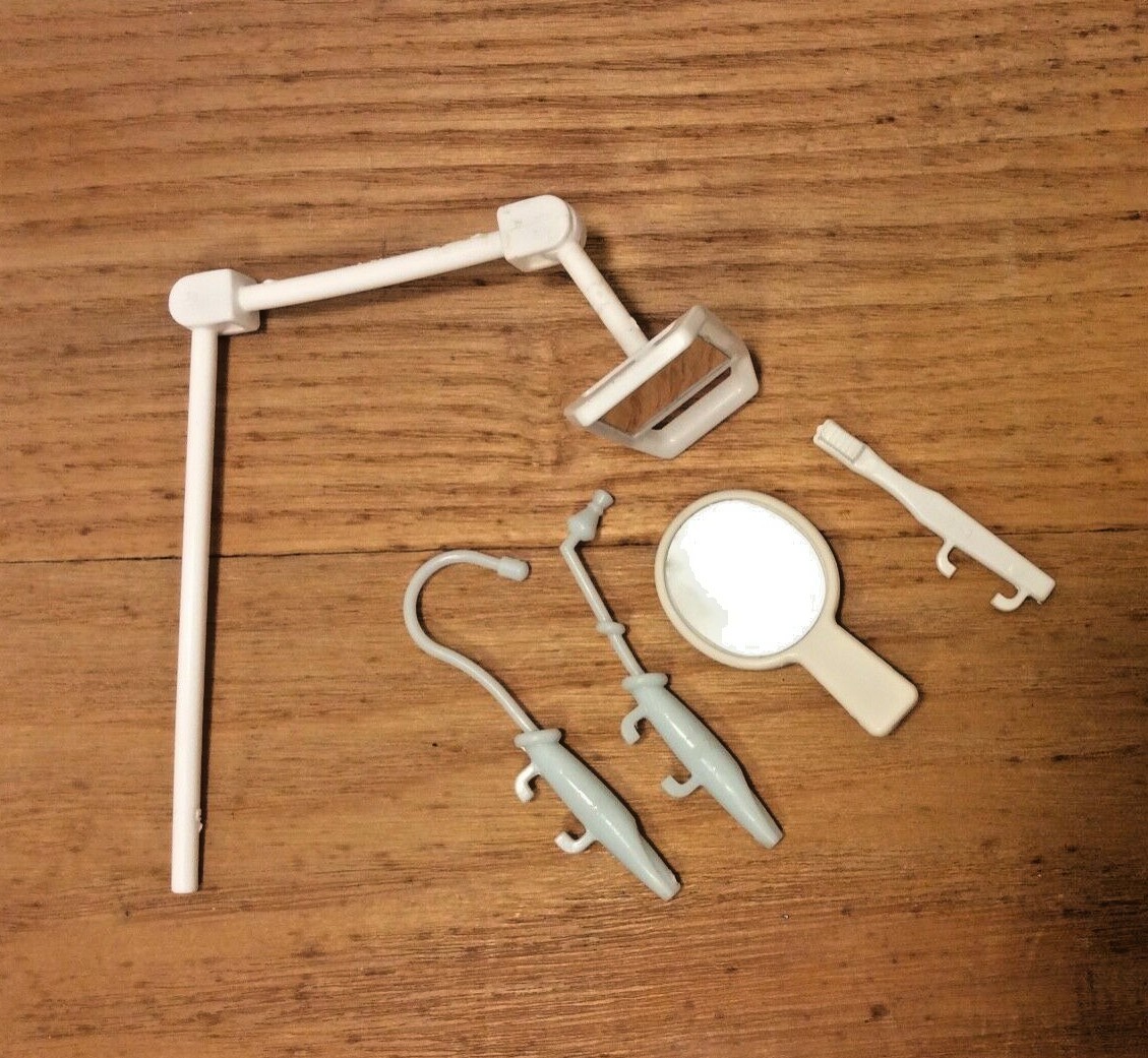 Barbie Doll Dentist Chair W/ Accessories Instruments Mirror Dental Mattel 1996