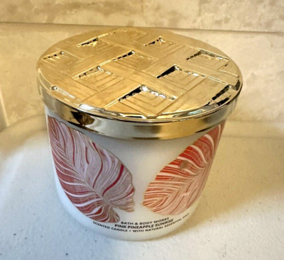 Bath & Body Works PINK PINEAPPLE SUNRISE Candle 3 Wicks Scented 14.5 oz SUMMER