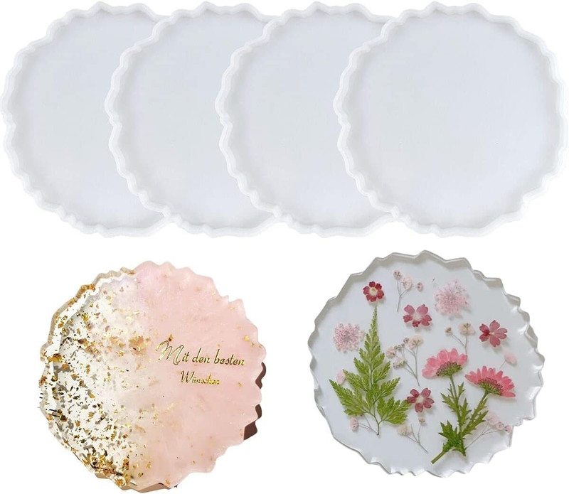 Resin Coaster Molds, 4 Pcs Silicone Agate Coaster Molds for