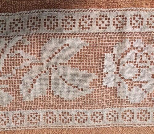 Antique Bobbin Lace, Handmade in India, 1911-1920, Extra Wide, 2 yds. 17 inches