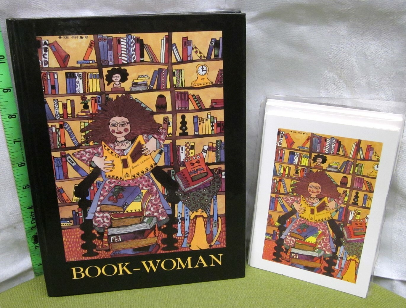 BOOK-WOMAN graph paper and blank greeting cards Kiki Suarez coffee 1989 teachers