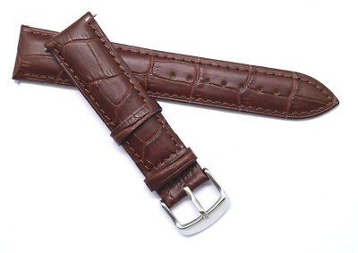 18mm 20mm 22mm 24mm Brown Alligator Grain Leather Replacement Watch Strap Band