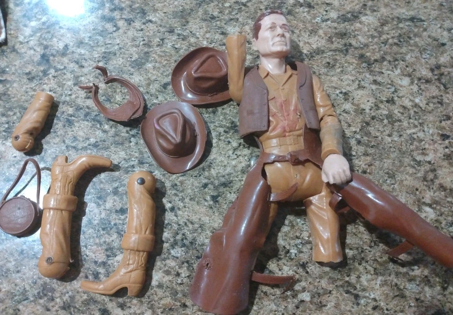 Johnny West Cowboy Western Action Figure Vintage Marx 1965 Damaged Parts Hat
