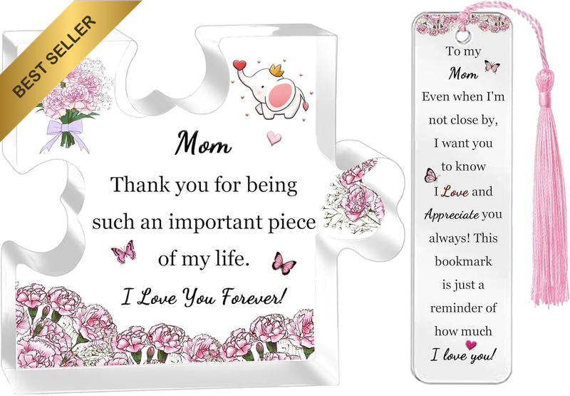 Mom Gifts for Mothers Day Puzzle Shaped Signs Bookmark 2PC Set Mommy Birthday Fa