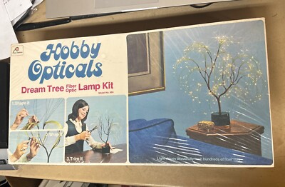 Vintage HOBBY OPTICALS Fiber Optic Dream Tree Lamp Kit New Sealed Poly Optics 
