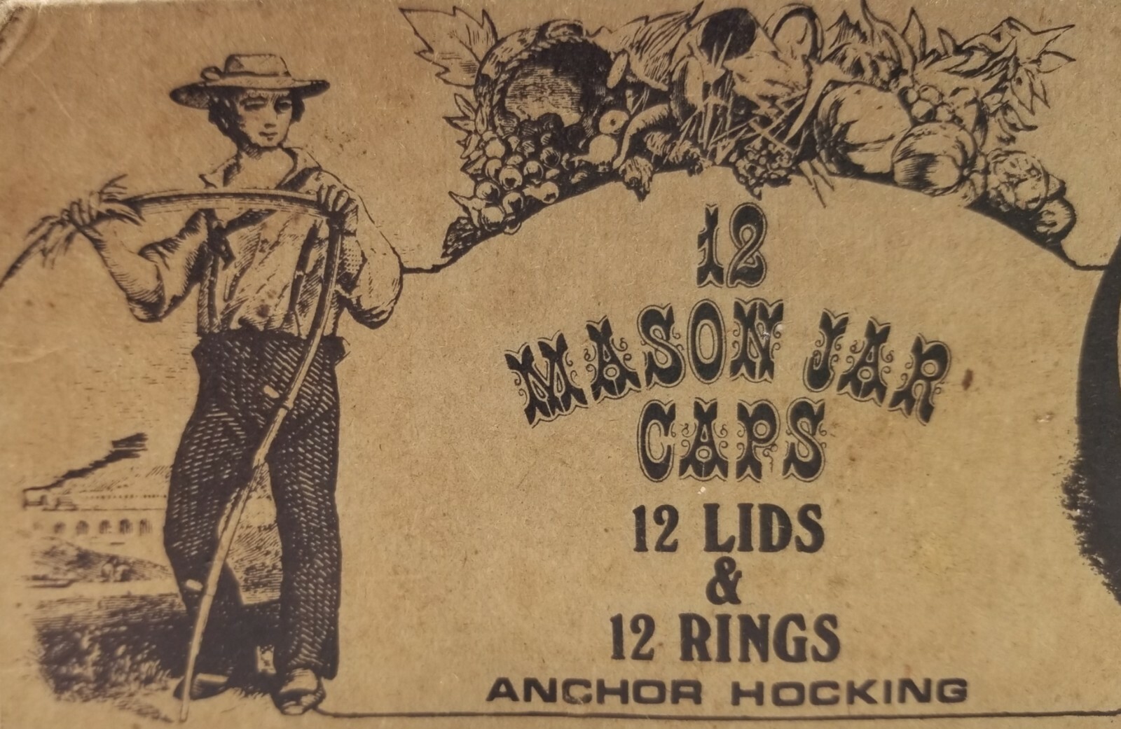 Vintage Anchor Hocking Mason Jar Caps Box Only Graphics  B1
