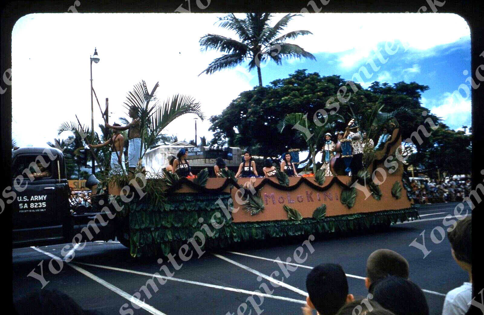SL01 Original Slide 1950's Red Kodachrome Hawaii parade