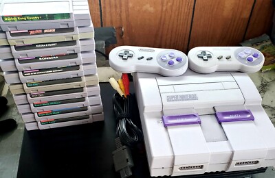 super nintendo console lot bundle With 10 Games.