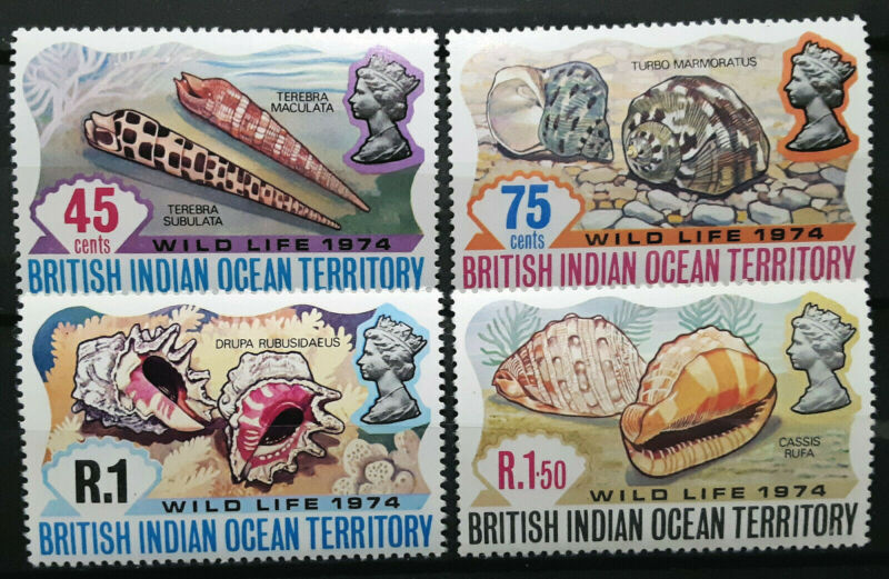 British Indian Ocean Stamp 1974 Sea Shells Scott # 59-62 SG58-61 MINT OG H