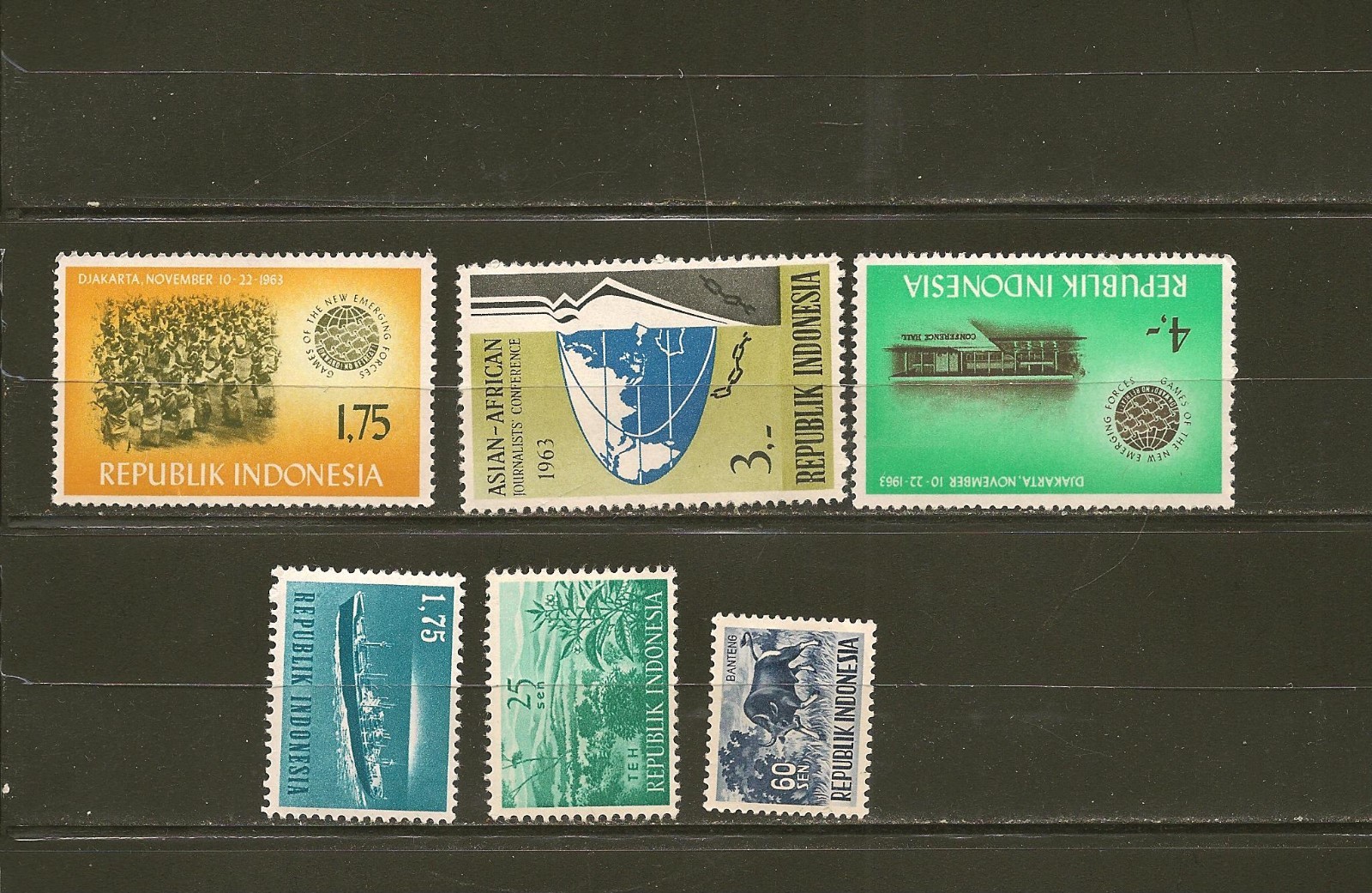 Indonesia 101 Different Mint Hinged Stamps Mostly 1960s 3 scans