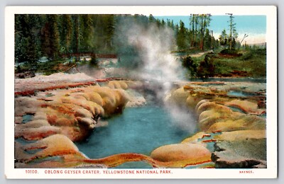 Yellowstone Park WY Oblong Geyser Crater 10100 Vintage Postcard Haynes 1920s