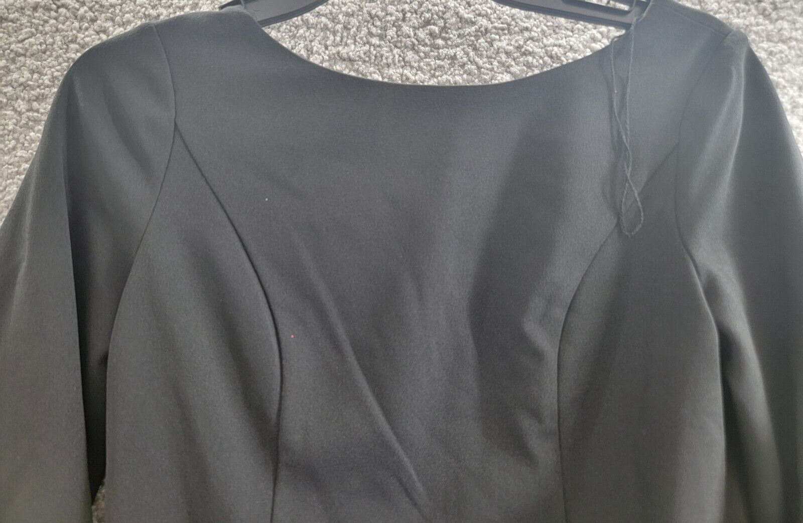 Adrianna Papell Feather-Cuff 3/4-Sleeve Top Women's 0 Black Boat Neck Back Zip - Picture 3 of 17