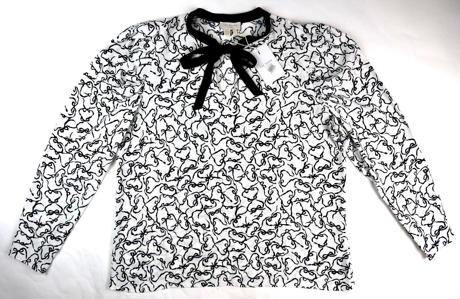 NEW Ted Baker Bellita Bow Print Crepe Blouse Metropolis