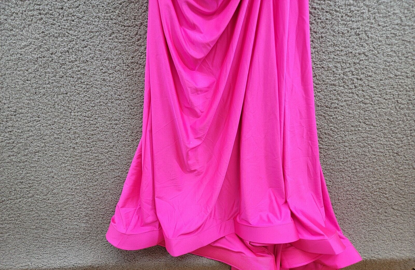 B. Darlin Satin Ruched Evening Dress Juniors 13/14 Neon Pink Cowl Neck Back Zip - Picture 4 of 15