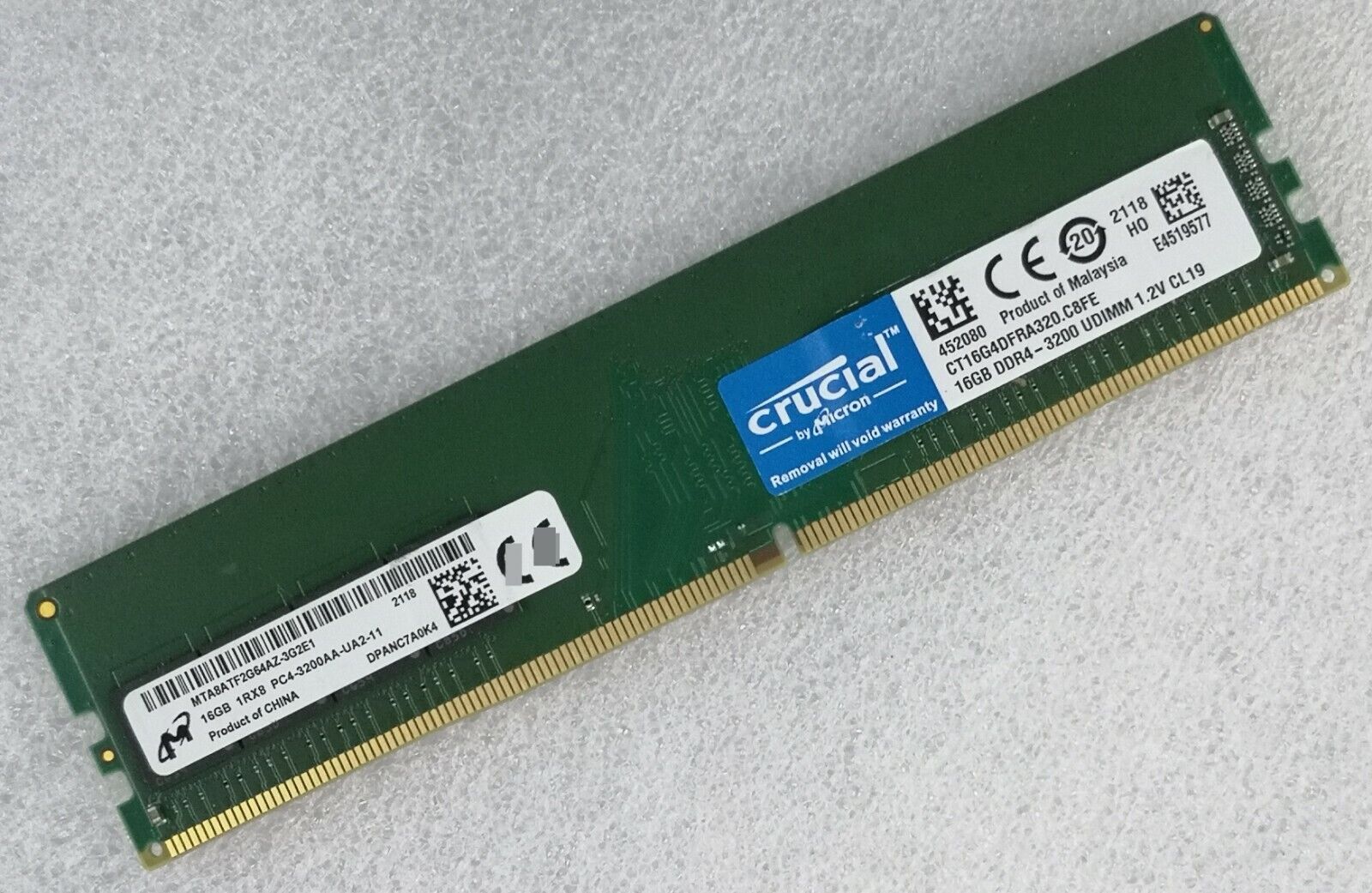 Micron 16GB DDR4 3200 Desktop DIMM RAM MT 1Rx8 PC4-25600 Micron 16GB DDR4 3200 Desktop DIMM RAM MT 1Rx8 PC4-25600