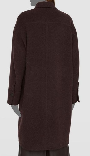 Pre-owned Vince $795  Women's Brown Double Wool Long Shirt Coat Jacket Size Large