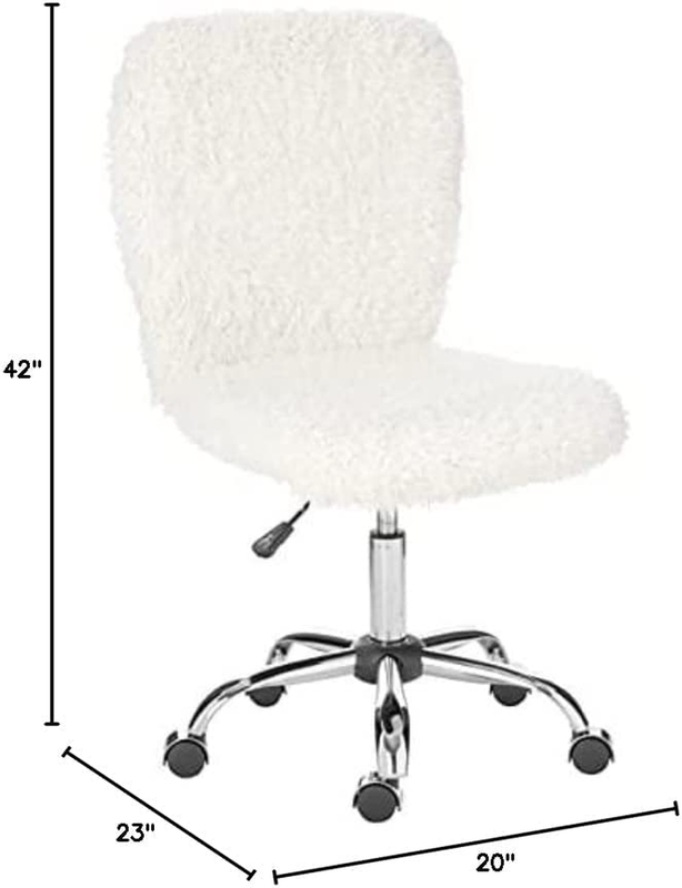 Faux Fur Task Chair, White Shepra