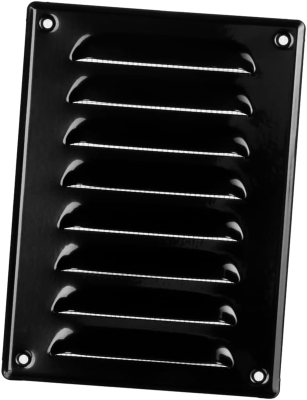 Black Metal Air Vent Grille Cover with Insect Mesh 140x190mm / 6x7" inch  - Vent