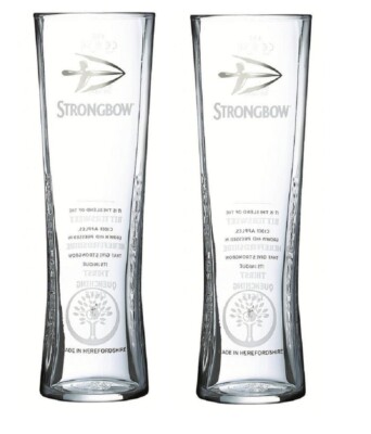 Strongbow Tall Cider Pint Glasses (Set of 2) NEW