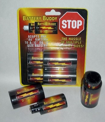 Battery Buddy  Adapter Converter-8 Pieces-4 AA to C + 4 C to D Battery Adapters