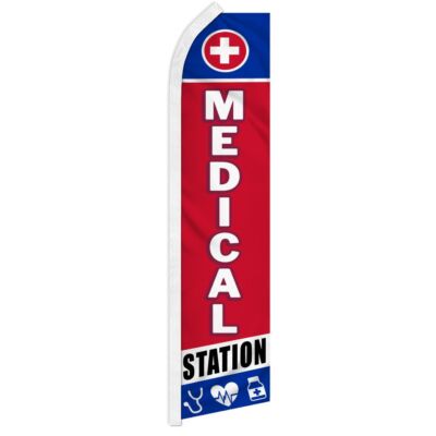 ''MEDICAL STATION'' advertising super flag swooper banner business sign first aid