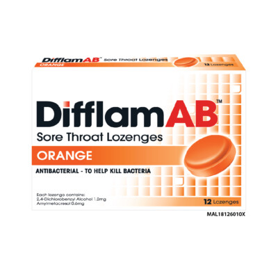 2x DifflamAB 12's Antibacterial Sore Throat Lozenges 100% ORIGINAL EXP 2025