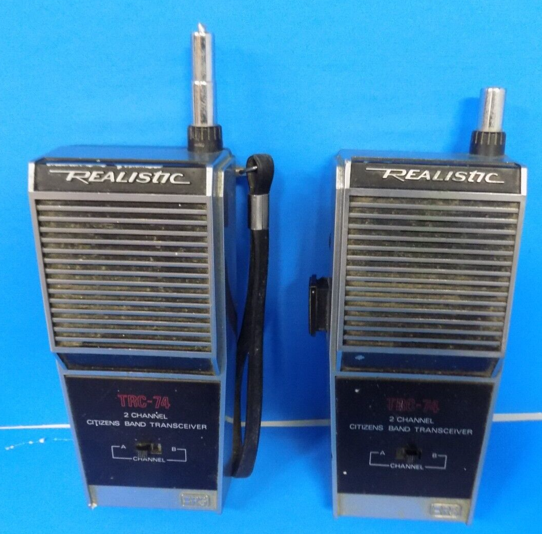 Lot of 2 Vintage Realistic TRC-74 2 Channel Walkie Talkie - For Parts or Repair