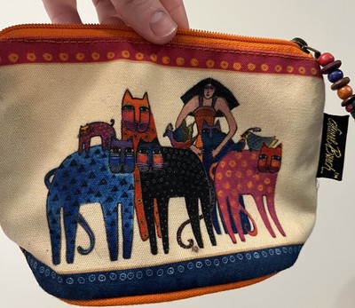 Laurel Burch Mini Cosmetic Bag Canvas Wallet Cats